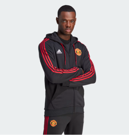 adidas Manchester United FC 23 24 DNA FZ Hoodie Adult IA8529 Black Red Soccer Zone