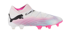 Load image into Gallery viewer, PUMA Future 7 Ultimate FG/AG Adult Soccer Cleats 107599 01 WHITE/PINK/BLUE