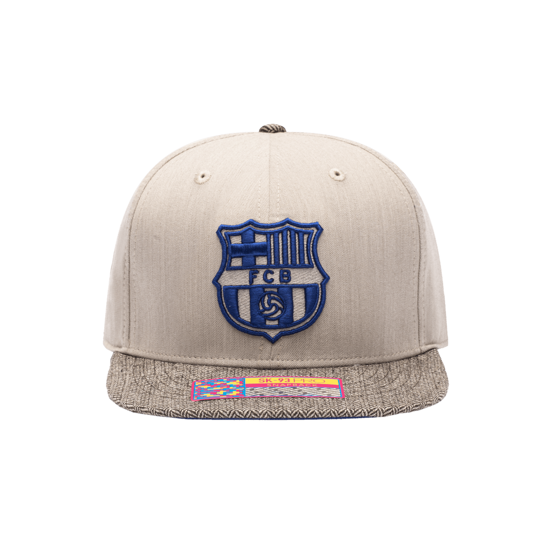 Fan Ink FC Barcelona Queens Snapback Hat FCB-2093-5489 TAN
