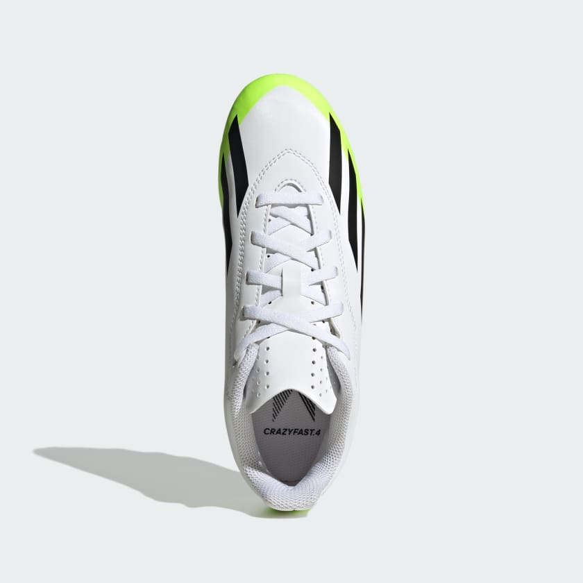 adidas X CrazyFast.4 Flexible Ground Soccer Juniors Cleats IE1588 Cloud  White/Black/Lucid Lemon