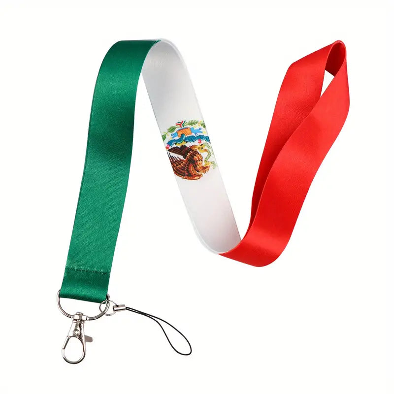 Mexico Flag Inspired Lanyard with Keychain