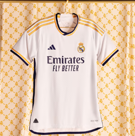  adidas Men's Real Madrid 23/24 Home Jersey - A Sleek and  Lightweight Jersey with Gold Accents and Legendary Soccer History : Sports  