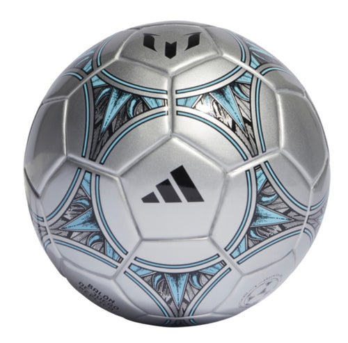 adidas Messi Mini Soccer Ball IA0968 Silver Metallic/Core Black/Blue Bliss