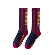 Load image into Gallery viewer, Messi Ronaldo Barcelona Soccer Socks One Size 7-11