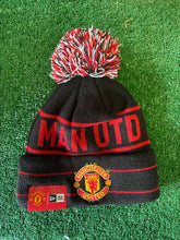 Load image into Gallery viewer, New Era Manchester United Bobble Cuffed Knit Hat with Pom ERA9182 Black/Red