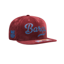 Load image into Gallery viewer, Fan Ink Barcelona Plush Snapback Hat - Crimson FCB-2091-5546