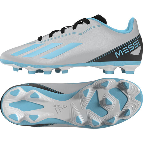 adidas X CrazyFast Messi.4 Flexible Juniors Soccer Cleats IE4071 Silver/Blue/Black