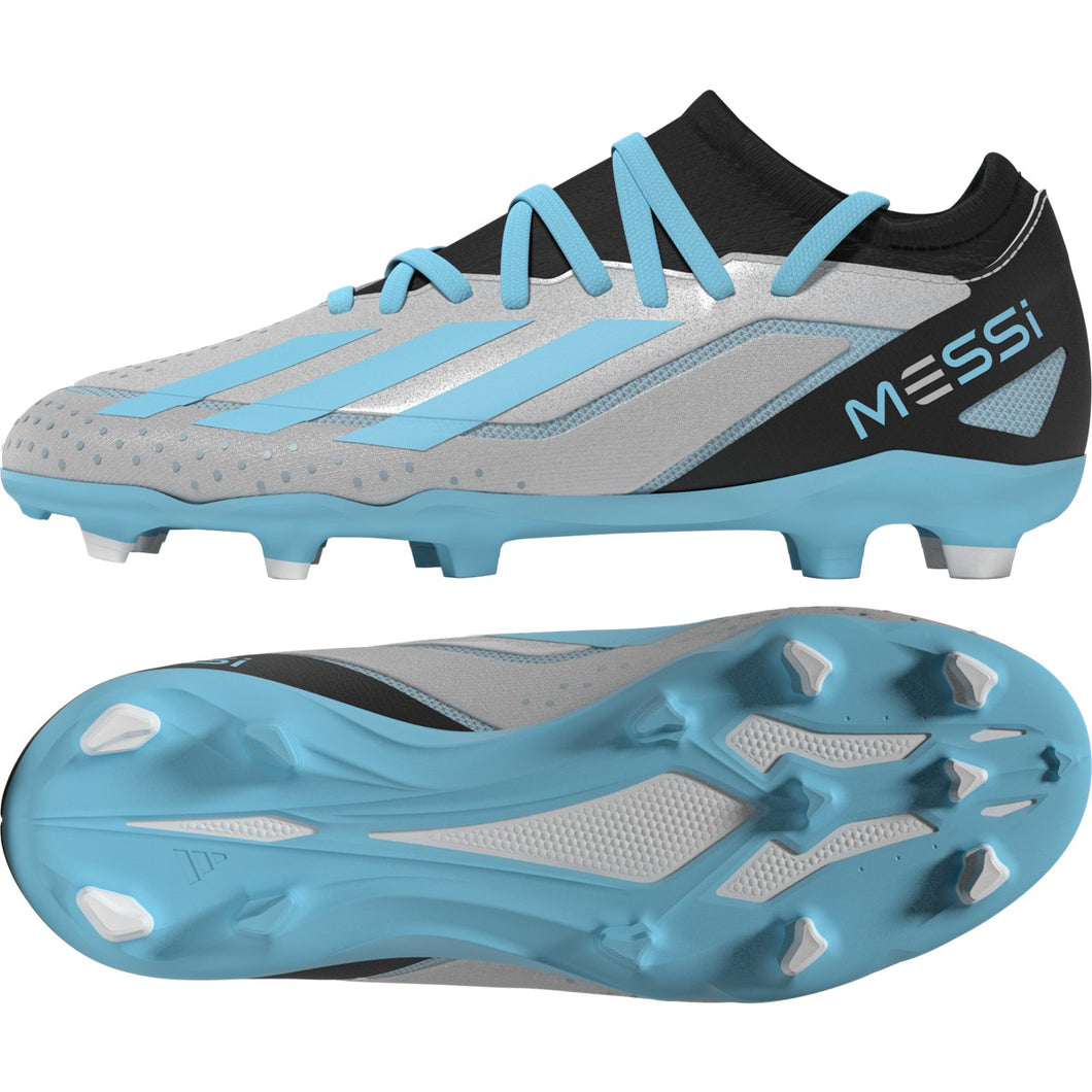 adidas X CrazyFast Messi.3 Firm Ground Juniors Soccer Cleats IE4077 Silver/Blue/Black