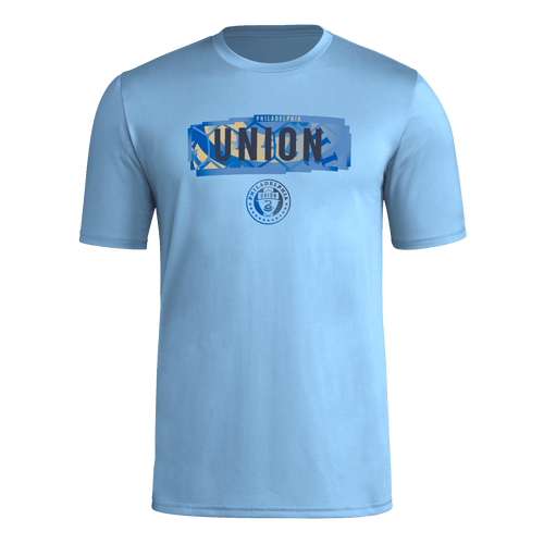 adidas Philadelphia Union Adult Pre Game Short Sleeve Shirt IP0917 Baby Blue