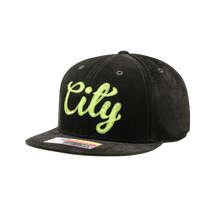 Load image into Gallery viewer, Fan Ink Manchester City Plush Snapback Hat - Black MAN-2091-5546