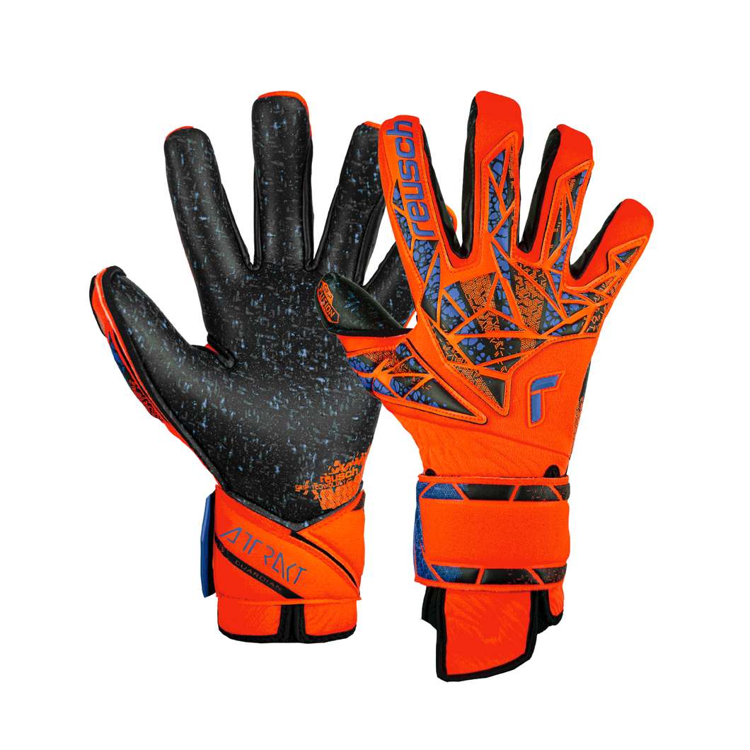 Reusch Attrakt Fusion Guardian Adult Soccer Goalkeeper Gloves 5470985 Hyper Orange/Electric Blue/Black