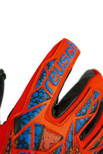 Load image into Gallery viewer, Reusch Attrakt Fusion Guardian Adult Soccer Goalkeeper Gloves 5470985 Hyper Orange/Electric Blue/Black