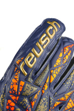 Load image into Gallery viewer, Reusch Attrakt Grip Adult Soccer Goalkeeper Gloves 5470815 Premium Blue/Gold