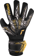 Load image into Gallery viewer, Reusch Attrakt Silver NC Finger Support Junior Soccer Goalkeeper Gloves 5472250 Black/Gold/White