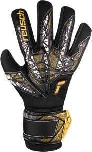 Reusch Attrakt Silver NC Finger Support Junior Soccer Goalkeeper Gloves 5472250 Black/Gold/White