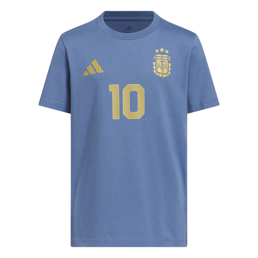 adidas Youth Argentina Name And Number Messi T-Shirt (Blue/Gold) KG3095