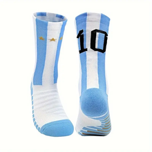 Load image into Gallery viewer, Messi Ronaldo Barcelona Soccer Socks One Size 7-11