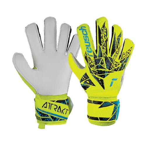 Reusch Attrakt Solid Junior Soccer Goalkeeper Gloves 5472515 Safety Yellow/Future Blue