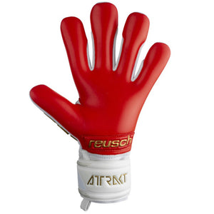 Reusch Attrakt Freegel Silver Adult Soccer Goalkeeper Gloves 5370235 White/Gold/Fiery Red