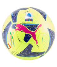 Load image into Gallery viewer, Puma Orbita Serie A MS Soccer Ball 2022-23 084008 01  LEMON TONIC-NAVY BLUE-SUNSET GLOW