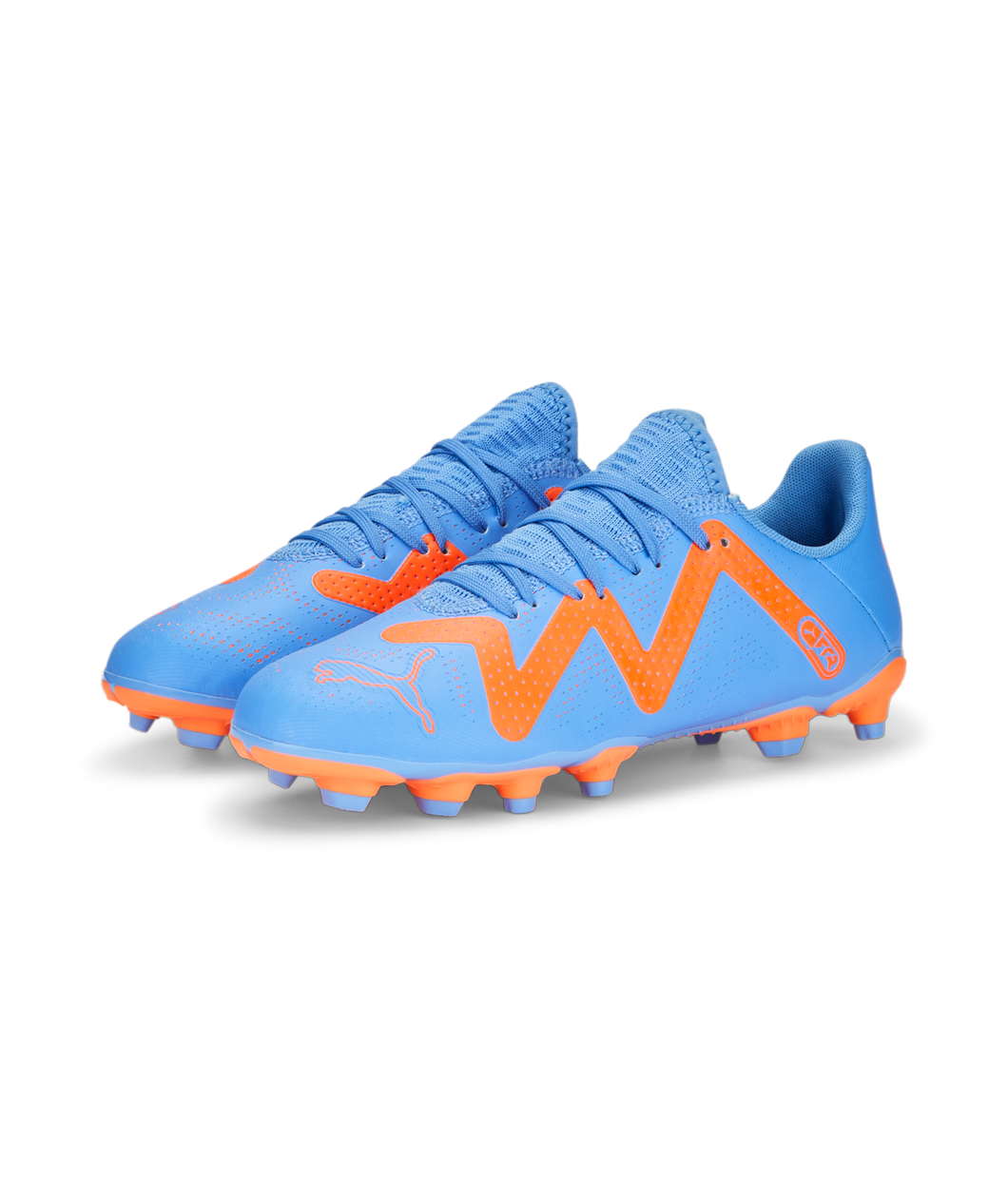 Puma Future Play FG/AG Youth Soccer Cleats 107199 01 BLUE GLIMMER-PUMA WHITE-ULTRA ORANGE