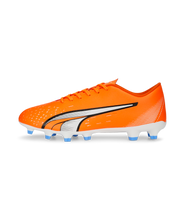 Load image into Gallery viewer, Puma Ultra Play Soccer Cleats 107224 01  ULTRA ORANGE-PUMA WHITE-BLUE GLIMMER