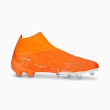 Load image into Gallery viewer, Puma Ultra Match+ Lace Less FG/AG Soccer Cleats 107243 01  ULTRA ORANGE-PUMA WHITE-BLUE GLIMMER