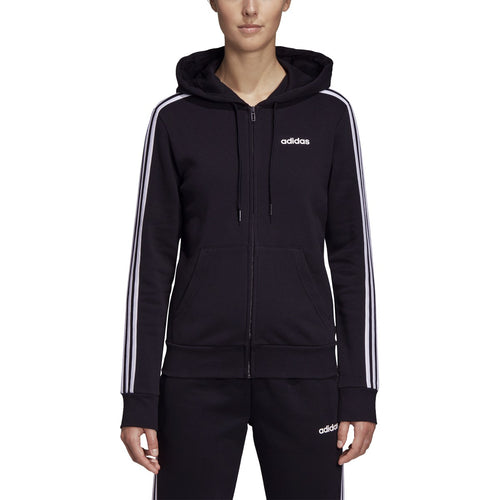 adidas Women's Essentials Fleece 3S Full Zip Hoodie BLACK/WHITE DP2412