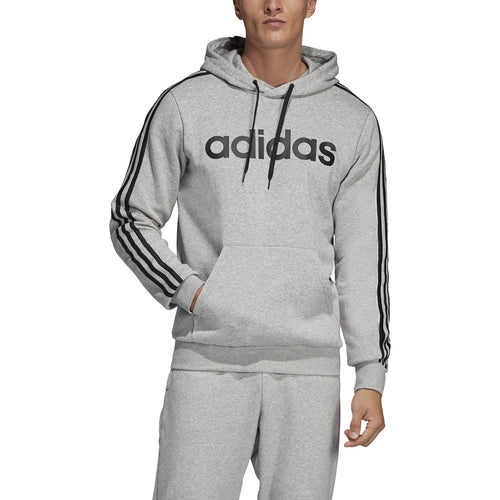 adidas Men's Essentials 3 Stripes Pullover Fleece MEDIUM GREY HEATHER/BLACK DU0495