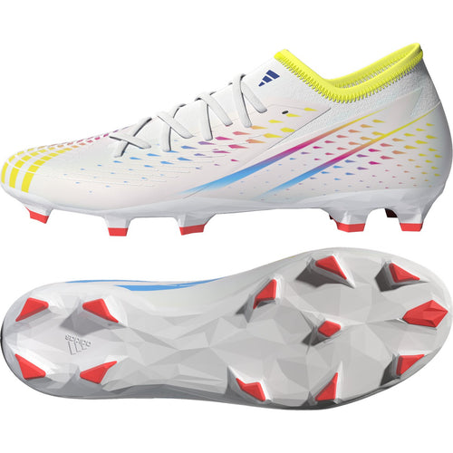 adidas Predator Edge.3 Low FG Soccer Cleats GW0995 WHITE/SOLAR YELLOW/POWER BLUE