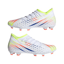 Load image into Gallery viewer, adidas Predator Edge.3 FG Soccer Cleats GW1002 WHITE/SOLAR YELLOW/POWER BLUE