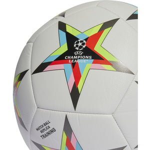 adidas UEFA Champions Training Soccer Ball HE3774 WHITE/SILVER/CYAN/BLACK/SOLAR RED