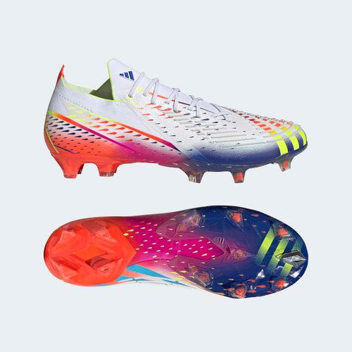 adidas Predator Edge.1 Low FG Soccer Cleats GW1022 WHITE/SOLAR YELLOW/BLUE