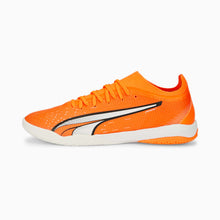 Load image into Gallery viewer, Puma Ultra Match Indoor Soccer Shoes 107221 01 ULTRA ORANGE-PUMA WHITE-BLUE GLIMMER