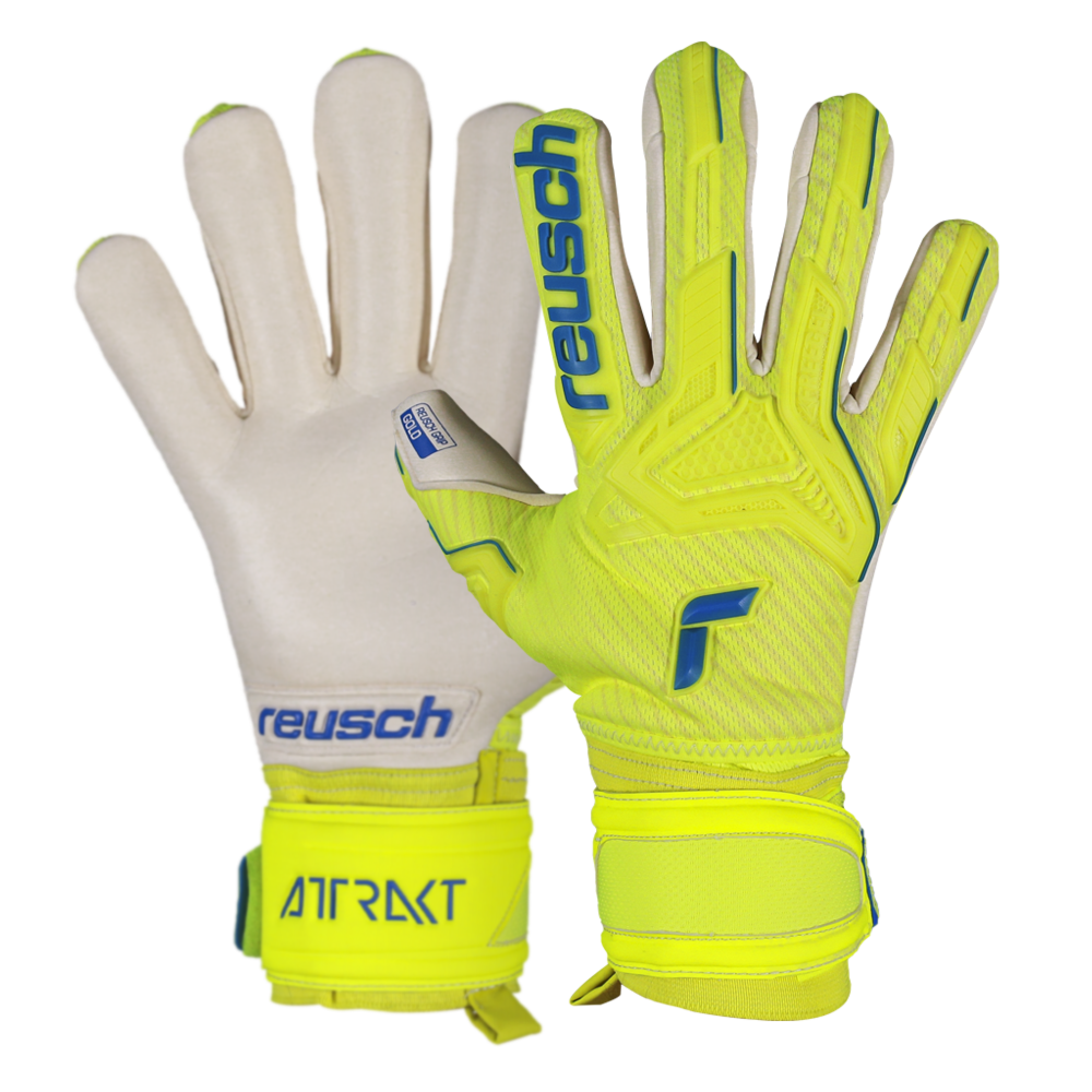 Reusch Attrakt Freegel Gold Finger Support GoalKeeper Gloves 5270130 Safety Yellow/ Black